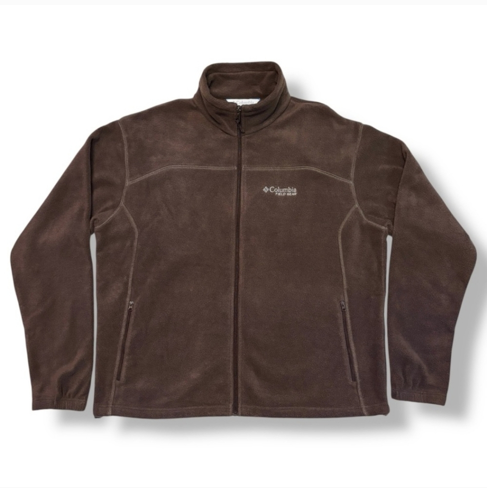 COLUMBIA Field Gear Dark Brown Fleece Full Zip Jacket VINTAGE